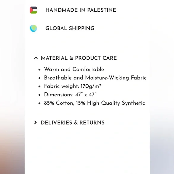 Hirbawi Original Alquds Al Quds Kufiya Palestinian Scarf - Picture 8 of 15